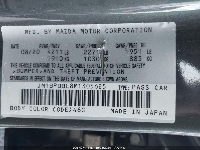 2021 MAZDA MAZDA3 SELECT - JM1BPBBL8M1305625