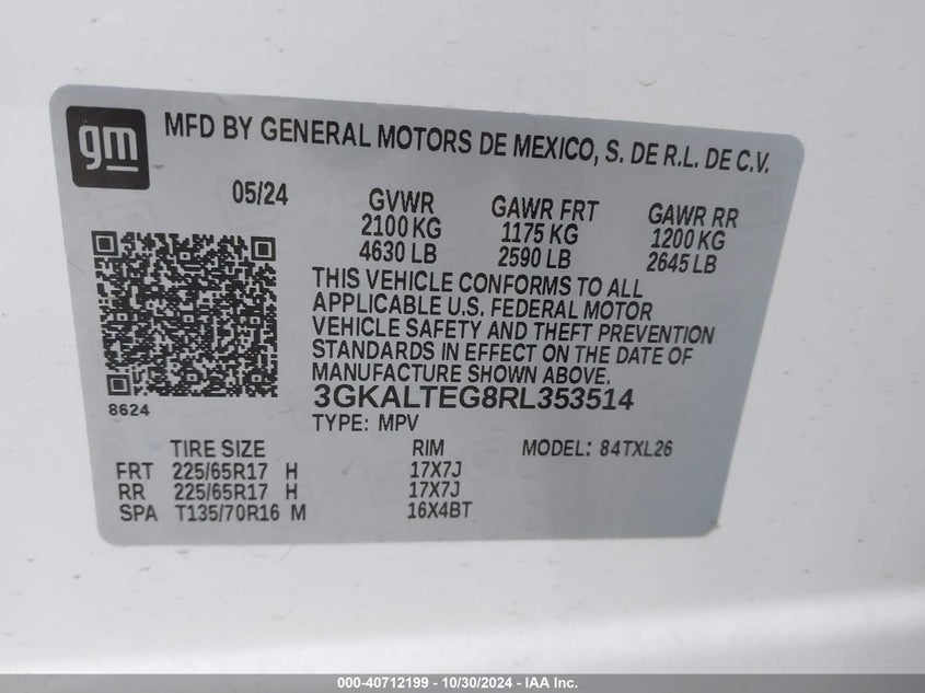 VIN 3GKALTEG8RL353514 2024 GMC TERRAIN AWD SLE