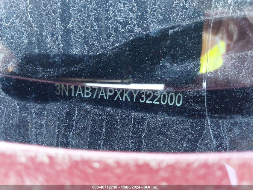 VIN 3N1AB7APXKY322000 2019 NISSAN SENTRA SR