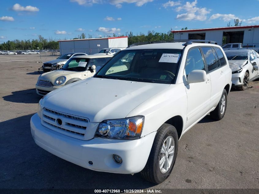 2006 Toyota Highlander Base W/O 3Rd Row (A4) VIN: JTEGD21A260152078 Lot: 40712968