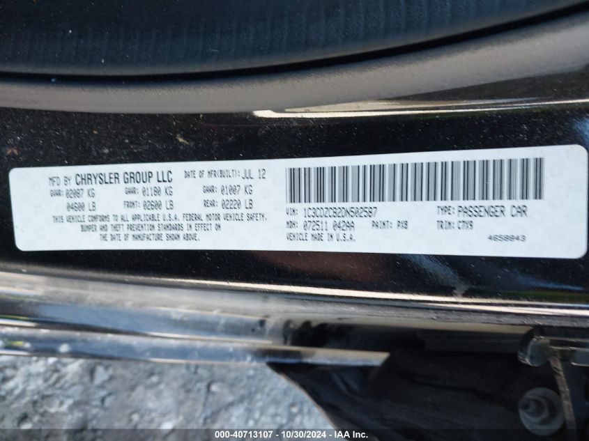 2013 DODGE AVENGER SXT - 1C3CDZCB2DN502587