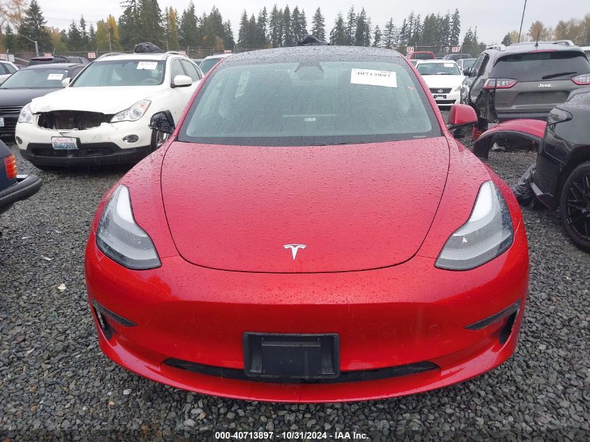 2021 Tesla Model 3 Standard Range Plus Rear-Wheel Drive VIN: 5YJ3E1EA5MF054262 Lot: 40713897