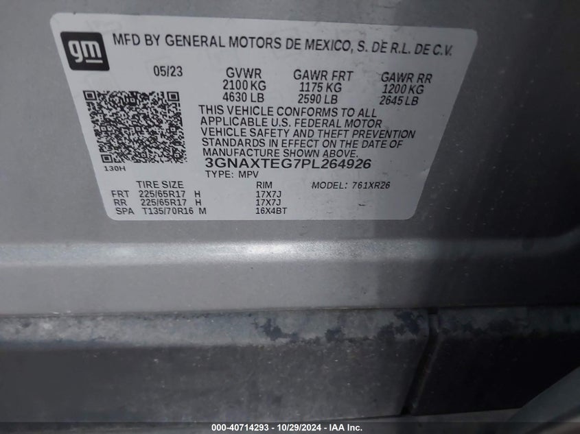 3GNAXTEG7PL264926 2023 CHEVROLET EQUINOX photo no. 9