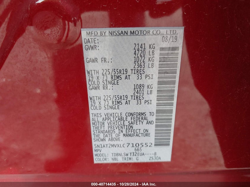 2020 NISSAN ROGUE SL INTELLIGENT AWD - 5N1AT2MVXLC710552