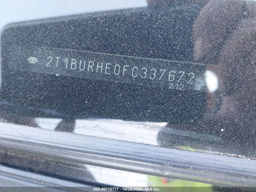 2015 Toyota Corolla VIN: 2T1BURHE0FC337672 Lot: 40715777