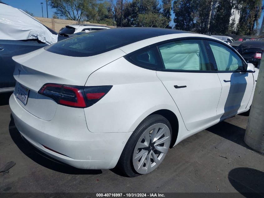 2022 Tesla Model 3 Rear-Wheel Drive VIN: 5YJ3E1EA1NF144123 Lot: 40716997