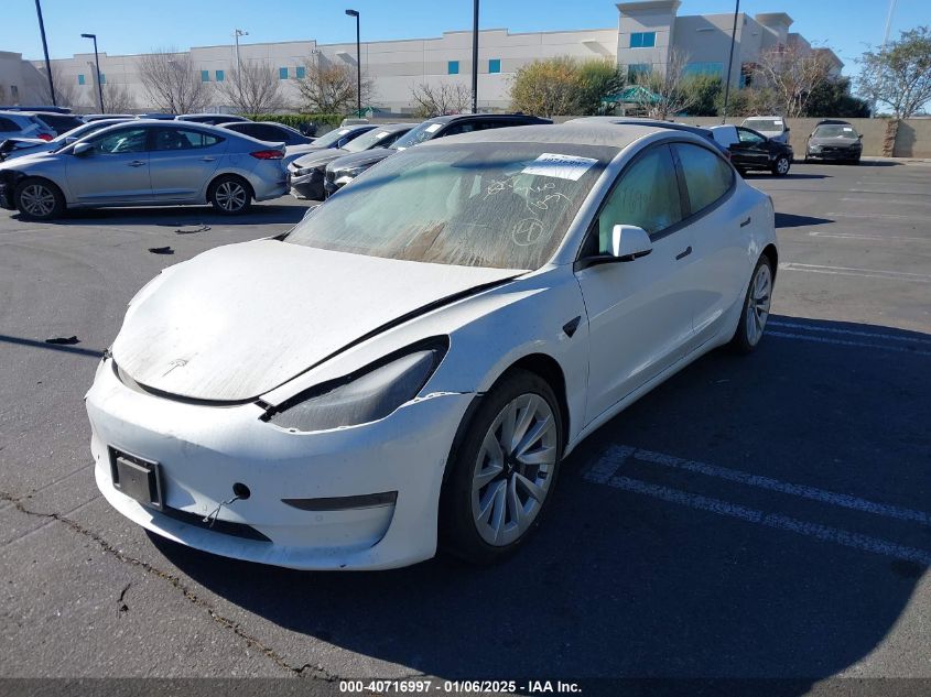 VIN 5YJ3E1EA1NF144123 2022 Tesla Model 3, Rear-Whee... no.2