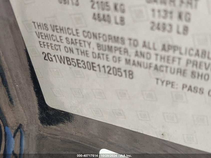 2014 CHEVROLET IMPALA LIMITED LT - 2G1WB5E30E1120518