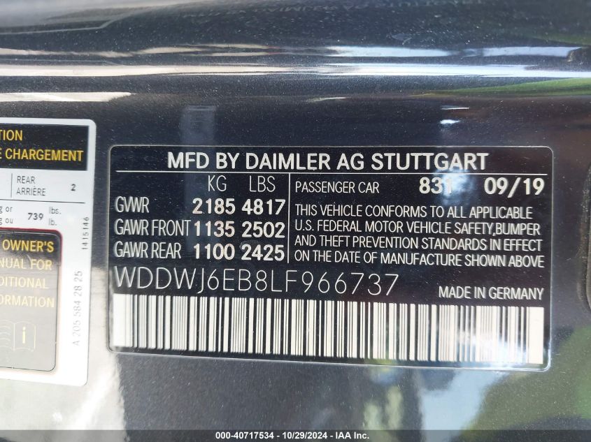 VIN WDDWJ6EB8LF966737 2020 Mercedes-Benz AMG C 43,... no.9