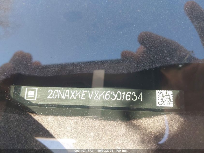 2019 CHEVROLET EQUINOX VIN: 2GNAXKEV8K6301634