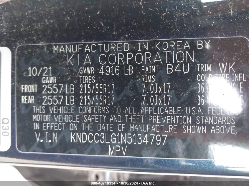 2022 KIA NIRO EV EX - KNDCC3LG1N5134797