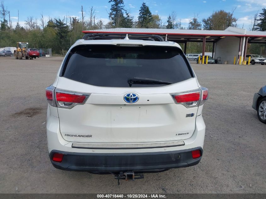 2016 Toyota Highlander Hybrid Limited Platinum V6 VIN: 5TDDCRFH1GS020419 Lot: 40718440