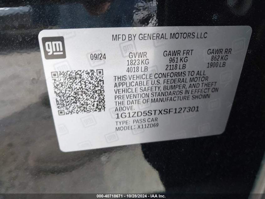 2025 CHEVROLET MALIBU(VIN: 1G1ZD5STXSF127301