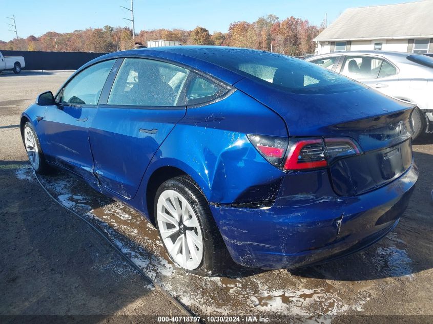 2022 Tesla Model 3 Rear-Wheel Drive VIN: 5YJ3E1EA6NF190255 Lot: 40718797