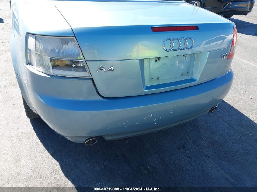 2004 Audi A4 3.0 Cabriolet VIN: WAUAT48H04K003906 Lot: 40719008