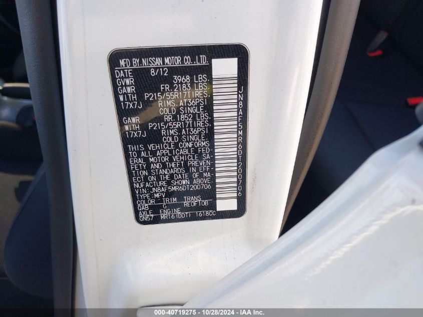 2013 NISSAN JUKE S - JN8AF5MR6DT200706