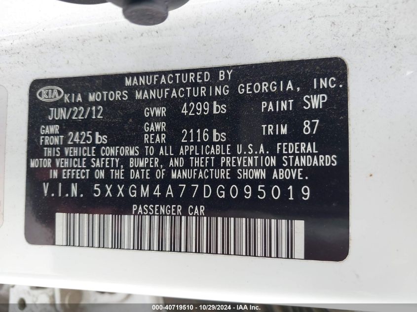 2013 KIA OPTIMA LX - 5XXGM4A77DG095019