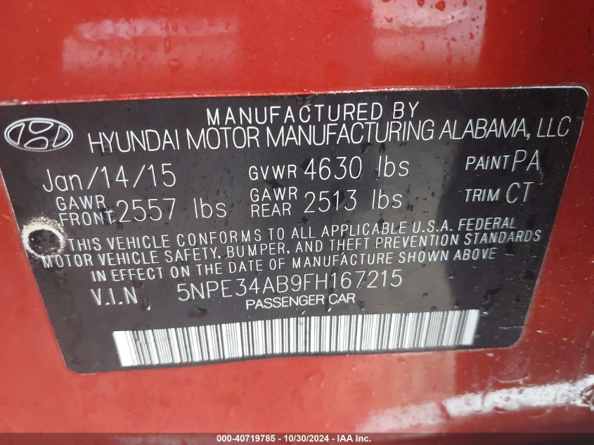 2015 HYUNDAI SONATA LIMITED 2.0T - 5NPE34AB9FH167215