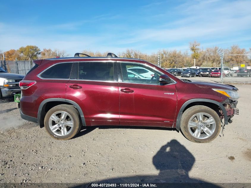 2016 Toyota Highlander Hybrid Limited Platinum V6 VIN: 5TDDCRFH6GS015202 Lot: 40720493