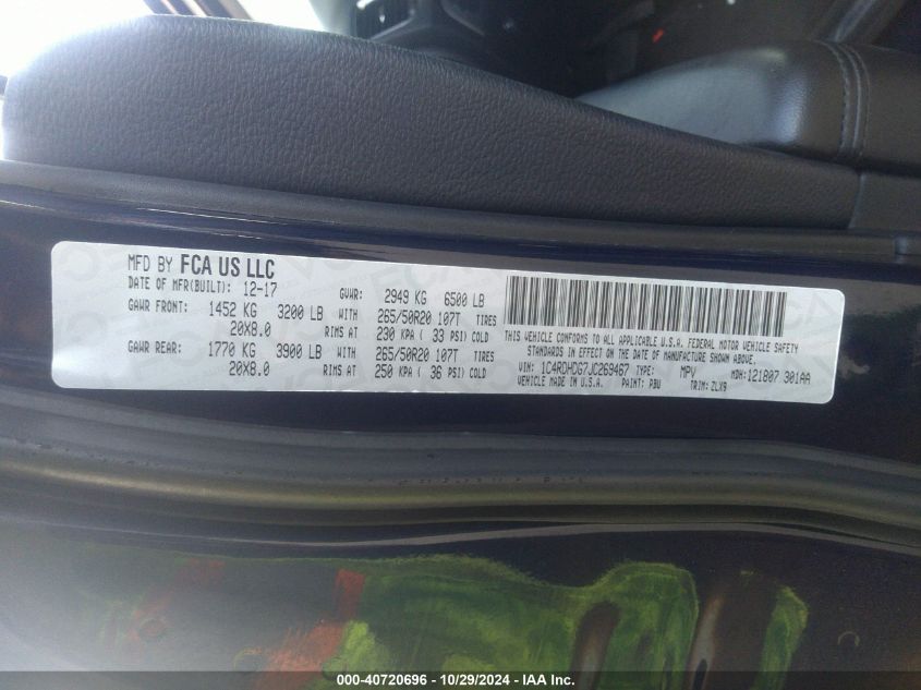 2018 DODGE DURANGO GT RWD - 1C4RDHDG7JC269467