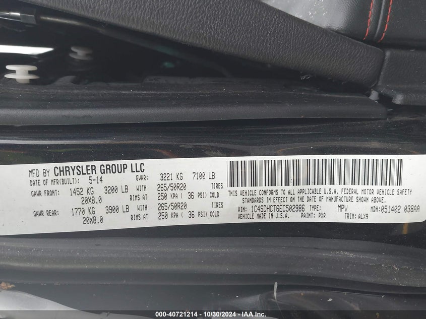 2014 DODGE DURANGO R/T - 1C4SDHCT6EC502986