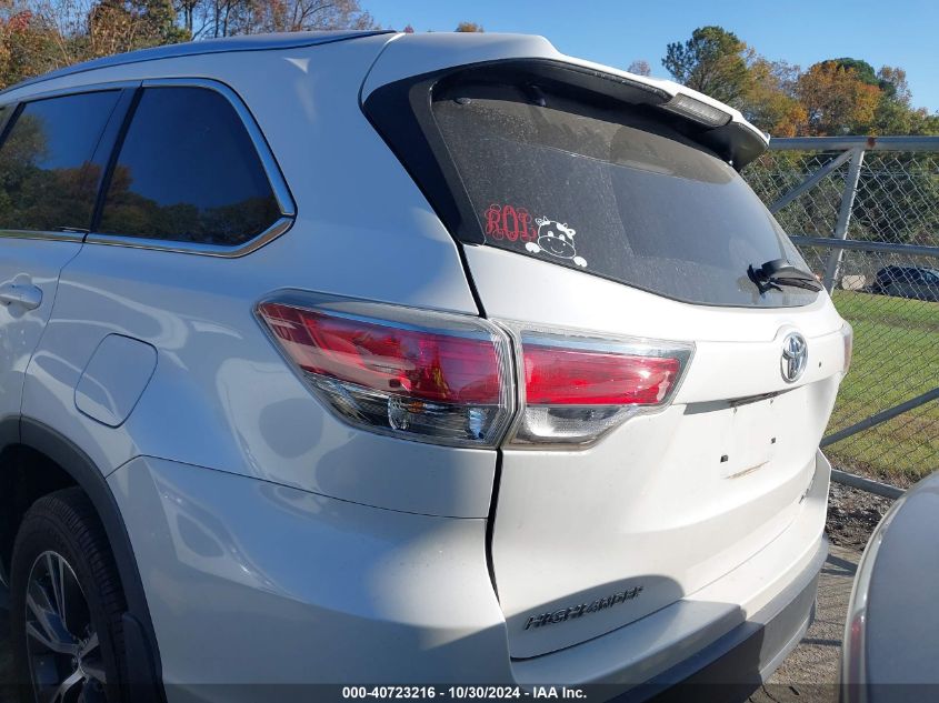 2016 Toyota Highlander Xle V6 VIN: 5TDJKRFH8GS296327 Lot: 40723216