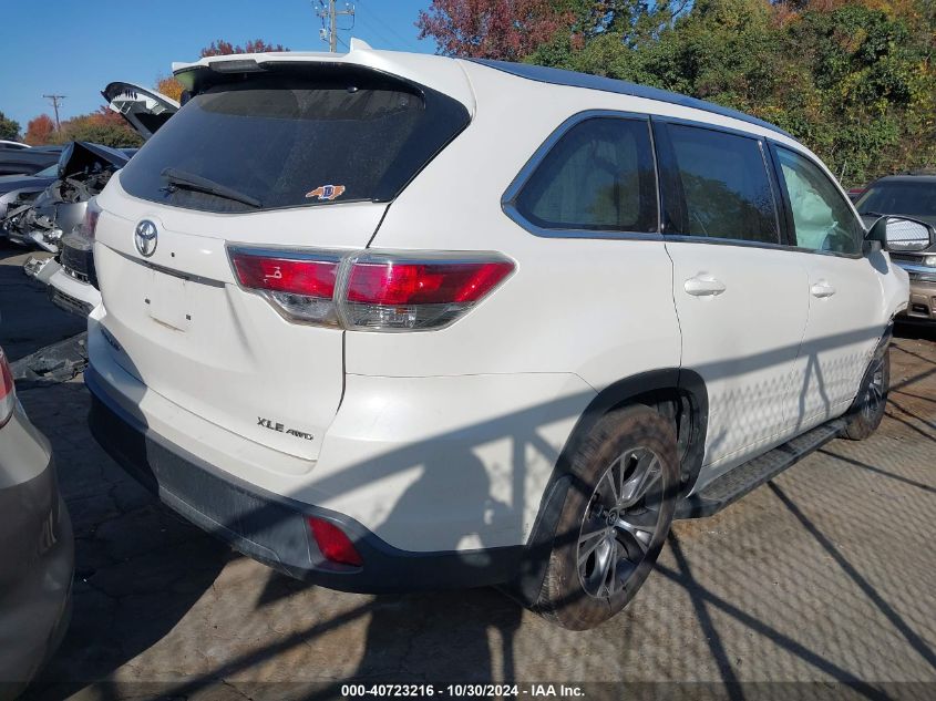 2016 Toyota Highlander Xle V6 VIN: 5TDJKRFH8GS296327 Lot: 40723216