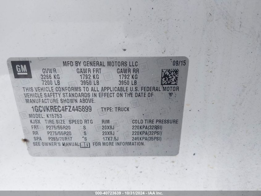 2015 CHEVROLET SILVERADO 1500 1LT - 1GCVKREC4FZ445899