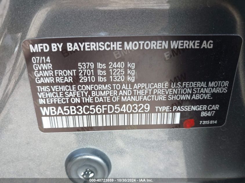 2015 BMW 535I XDRIVE - WBA5B3C56FD540329