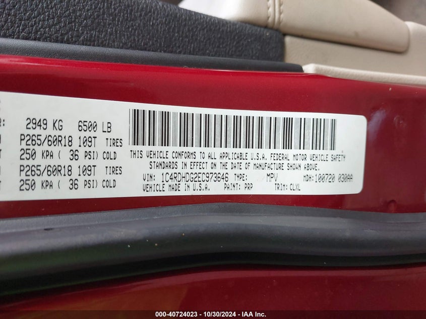 2014 DODGE DURANGO LIMITED - 1C4RDHDG2EC973646