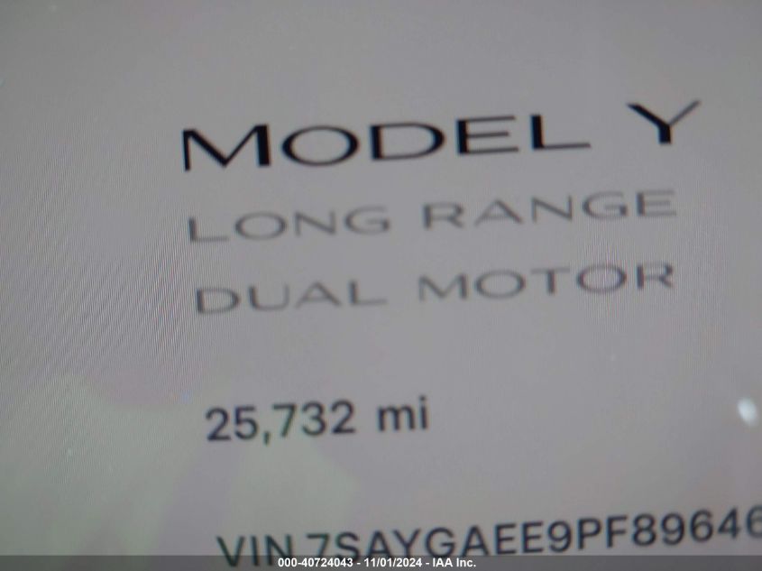 2023 TESLA MODEL Y AWD/LONG RANGE DUAL MOTOR ALL-WHEEL DRIVE - 7SAYGAEE9PF896466