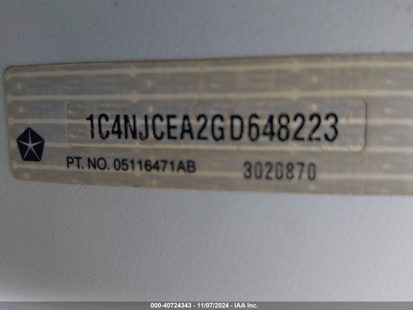 2016 JEEP COMPASS LATITUDE - 1C4NJCEA2GD648223