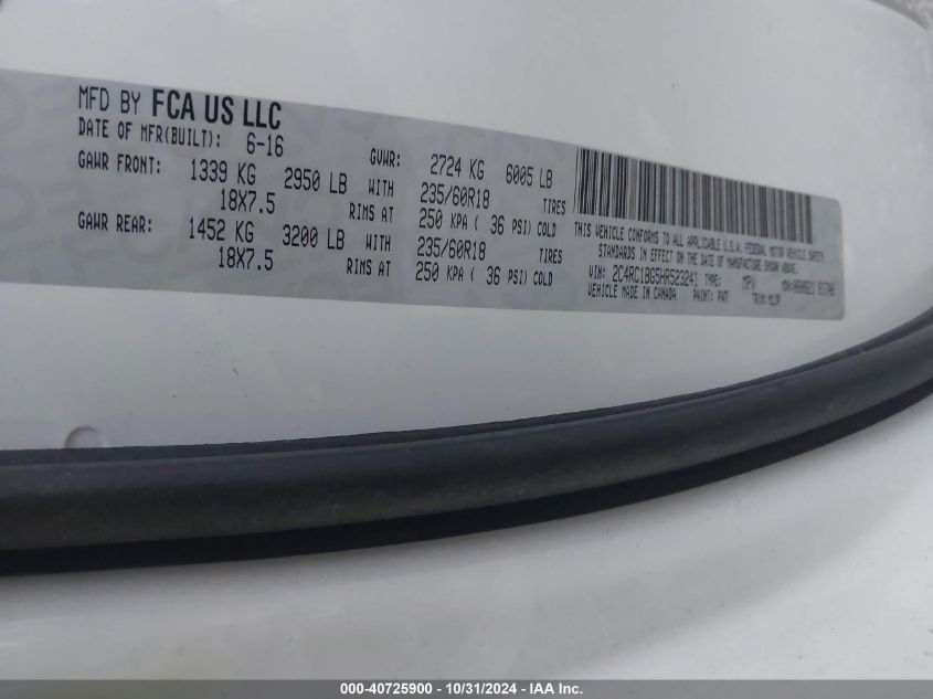 2017 CHRYSLER PACIFICA TOURING-L - 2C4RC1BG5HR523241