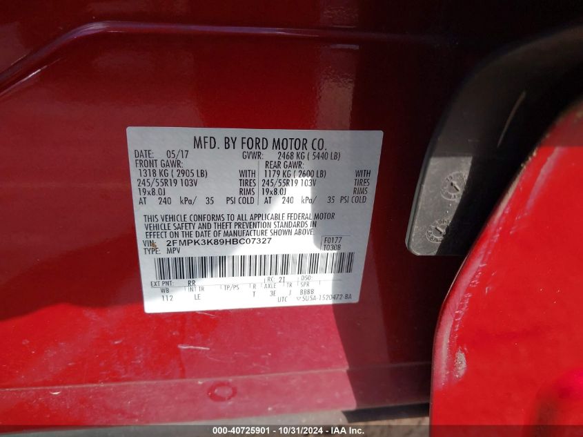 2017 FORD EDGE TITANIUM - 2FMPK3K89HBC07327