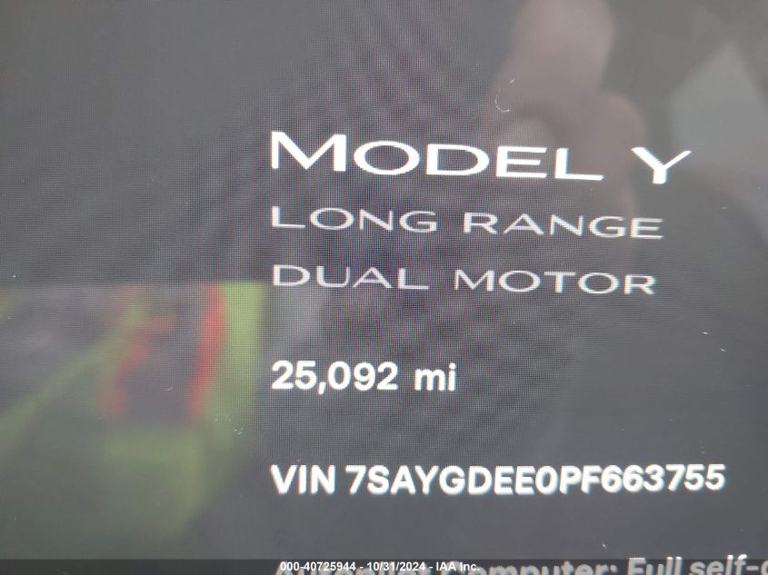 2023 TESLA MODEL Y AWD/LONG RANGE DUAL MOTOR ALL-WHEEL DRIVE - 7SAYGDEE0PF663755