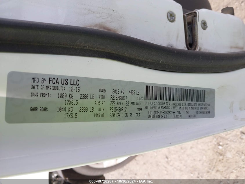 2017 JEEP PATRIOT LATITUDE FWD - 1C4NJPFBXHD183738