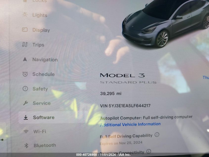 2020 TESLA MODEL 3 STANDARD RANGE PLUS REAR-WHEEL DRIVE/STANDARD RANGE REAR-WHEEL DRIVE - 5YJ3E1EA5LF644217