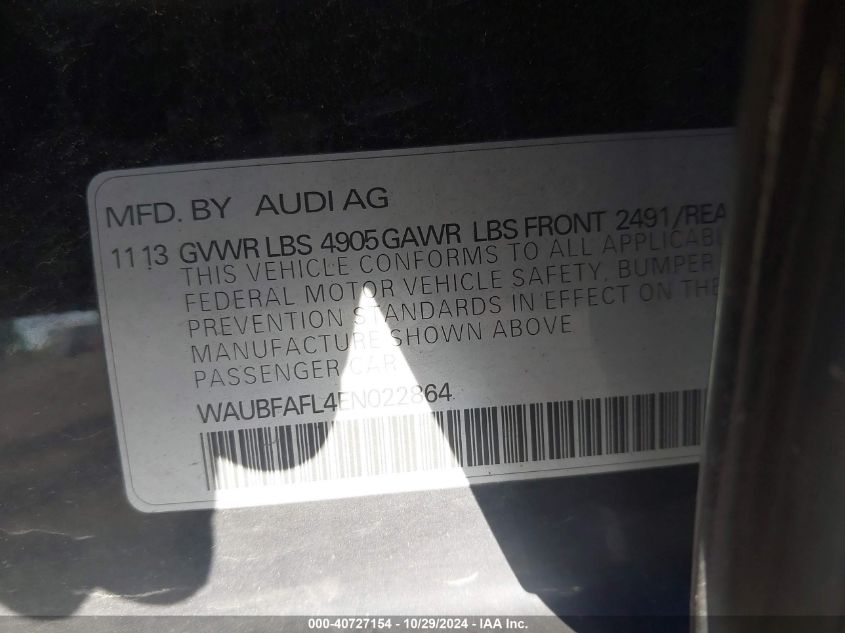 2014 AUDI A4 2.0T PREMIUM - WAUBFAFL4EN022864