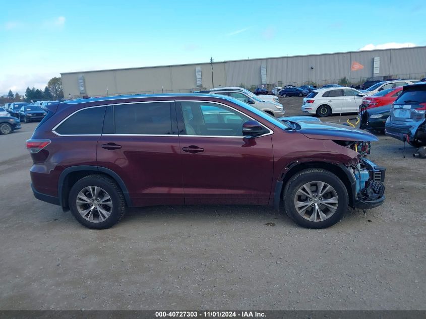 2015 Toyota Highlander Xle V6 VIN: 5TDJKRFH6FS205909 Lot: 40727303