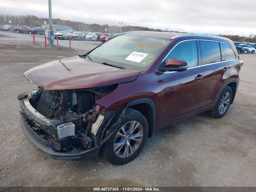 2015 Toyota Highlander Xle V6 VIN: 5TDJKRFH6FS205909 Lot: 40727303