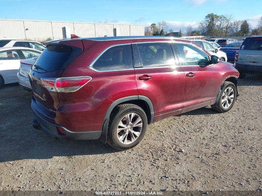 2015 Toyota Highlander Xle V6 VIN: 5TDJKRFH6FS205909 Lot: 40727303