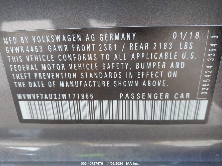 2018 VOLKSWAGEN GOLF R 2.0T W/DCC   NAVIGATION - WVWVF7AU2JW177856