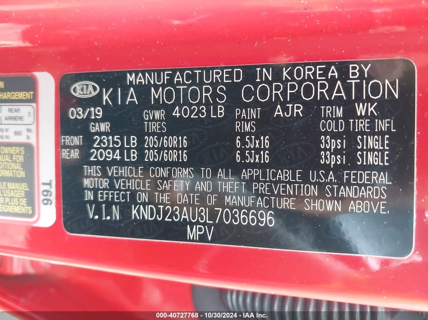 2020 KIA SOUL VIN: KNDJ23AU3L7036696