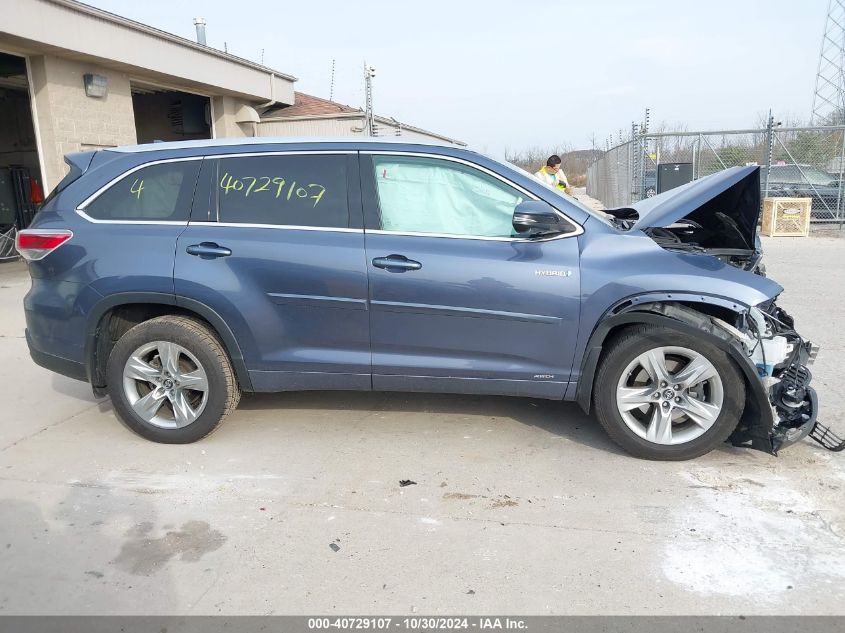 2016 Toyota Highlander Hybrid Limited VIN: 5TDDCRFHXGS017468 Lot: 40729107