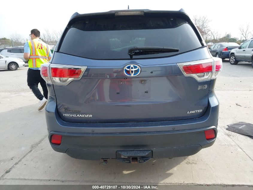 2016 Toyota Highlander Hybrid Limited VIN: 5TDDCRFHXGS017468 Lot: 40729107