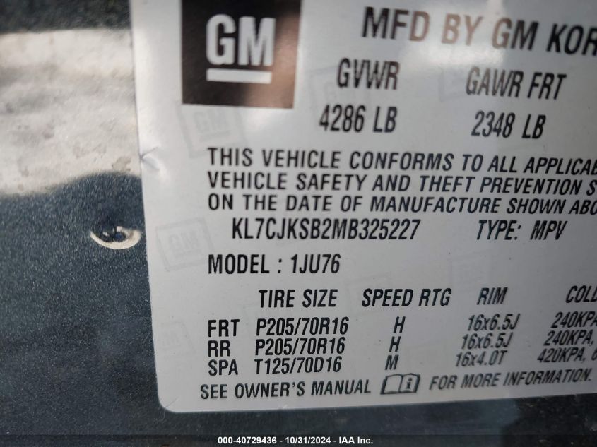 2021 CHEVROLET TRAX FWD LS - KL7CJKSB2MB325227