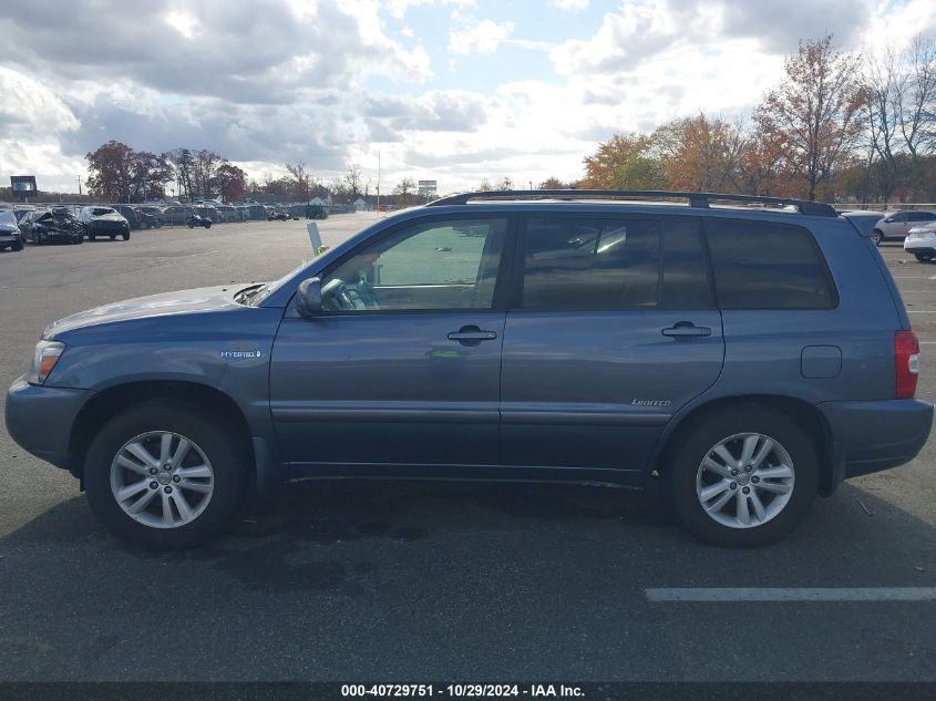 2006 Toyota Highlander Hybrid Limited V6 VIN: JTEEW21A860019102 Lot: 40729751