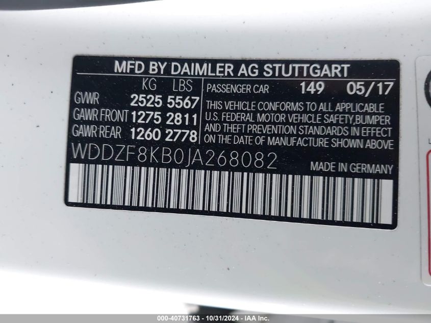 VIN WDDZF8KB0JA268082 2018 Mercedes-Benz AMG E 63,... no.9