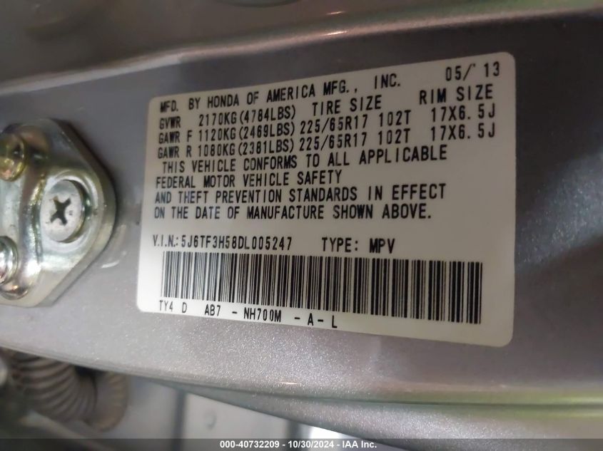 2013 HONDA CROSSTOUR EX-L - 5J6TF3H58DL005247