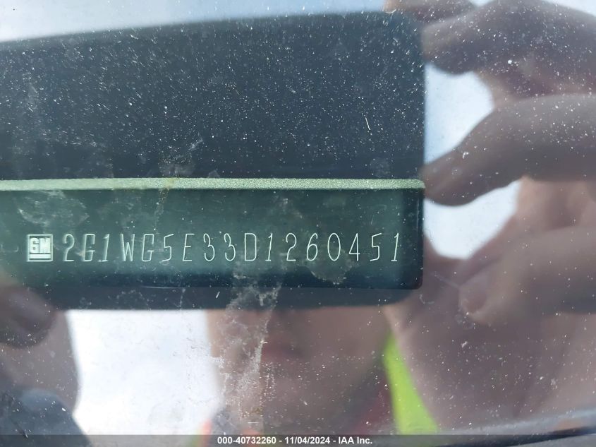 2013 CHEVROLET IMPALA LT - 2G1WG5E33D1260451